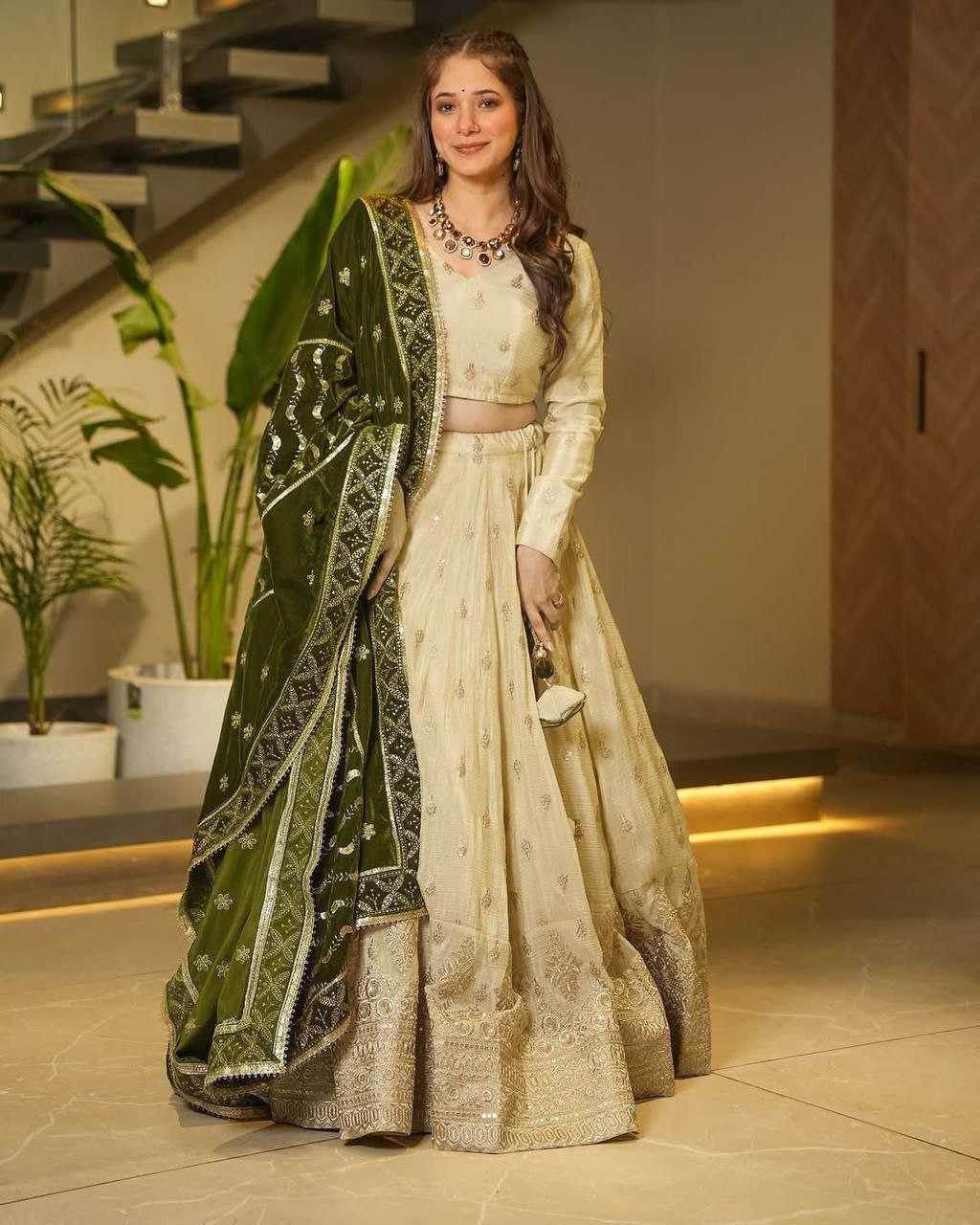 Chinon Silk Designer Traditional Embroidered Lehenga - MYLUXURY LANE ENTERPRISE